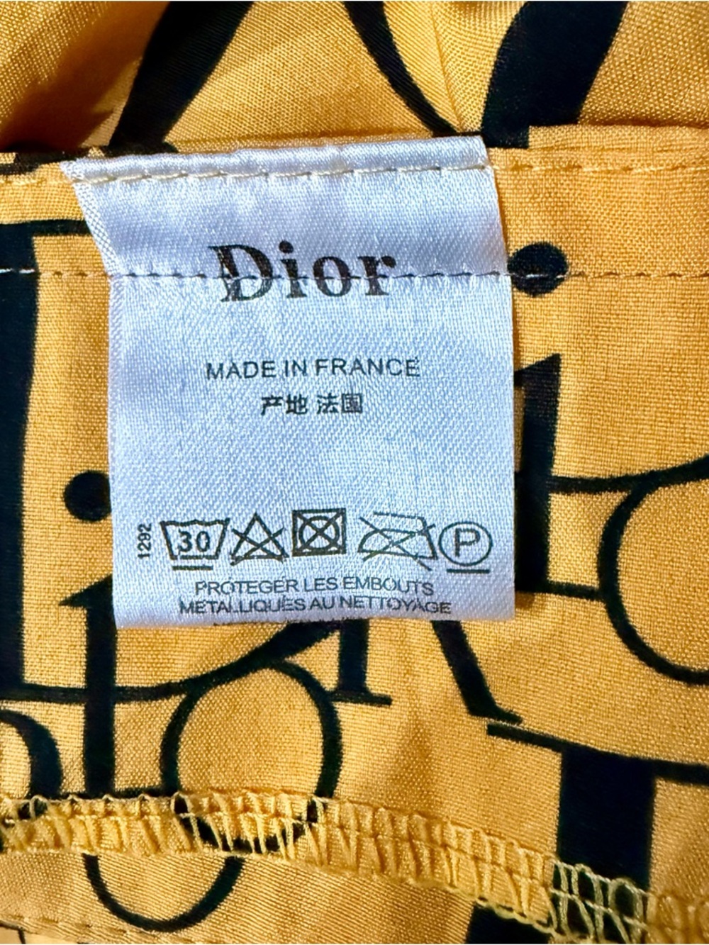 Midi length dress square neck line, mustard yellow & black Dior print fabric - Picture 3 of 15